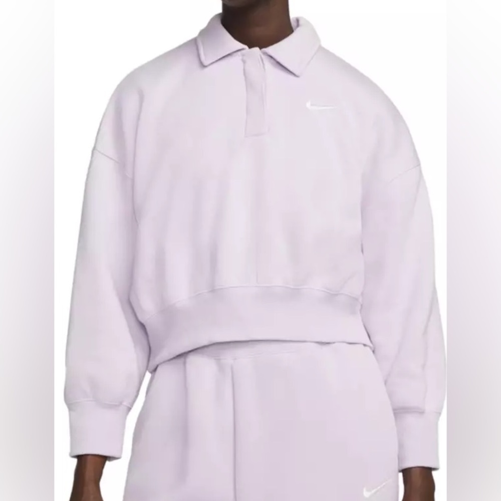 Nike Women's Phoenix Fleece 3/4-Sleeve Crop Polo Sweatshirt